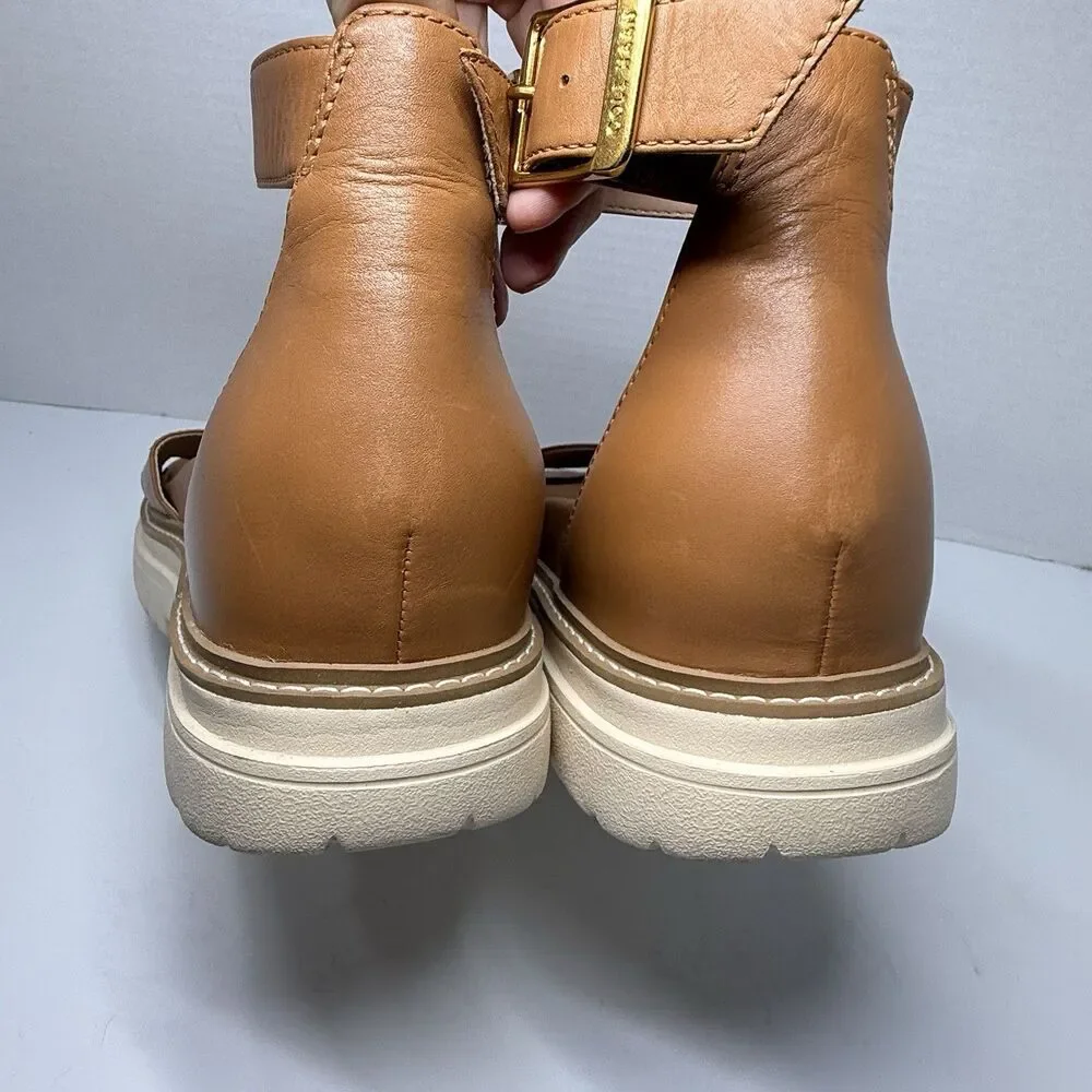 Cole Haan Fraya Ankle Strap Sandal In Pecan Leather Sz 7